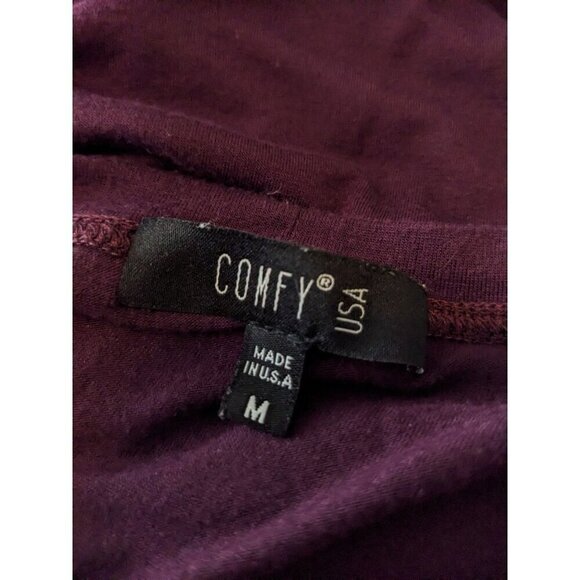 Comfy USA Women M Top Tunic Plum Purple Scoop Neck High Low Long Sleeve Button - Picture 6 of 7